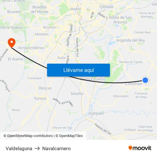 Valdelaguna to Navalcarnero map