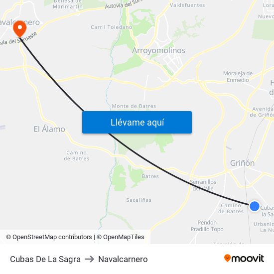 Cubas De La Sagra to Navalcarnero map