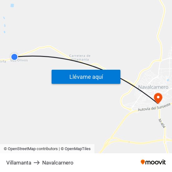 Villamanta to Navalcarnero map