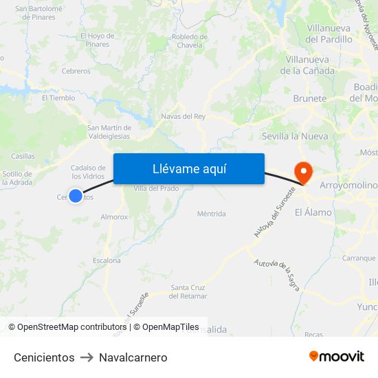 Cenicientos to Navalcarnero map