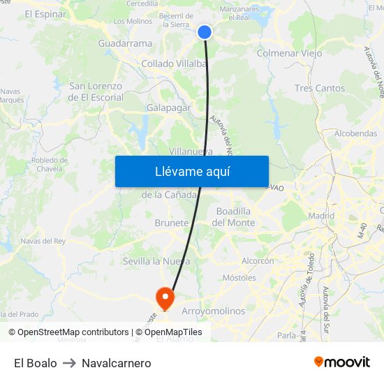 El Boalo to Navalcarnero map
