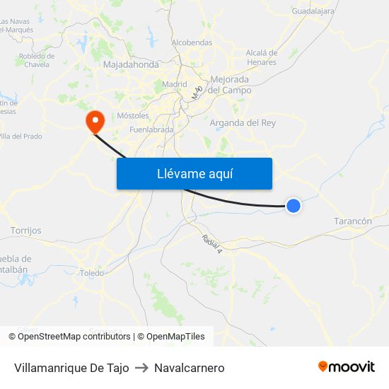 Villamanrique De Tajo to Navalcarnero map