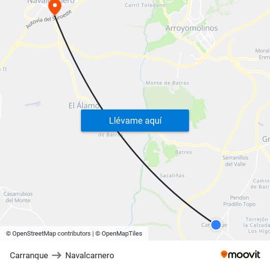 Carranque to Navalcarnero map