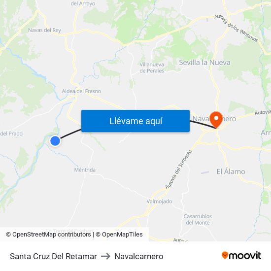 Santa Cruz Del Retamar to Navalcarnero map