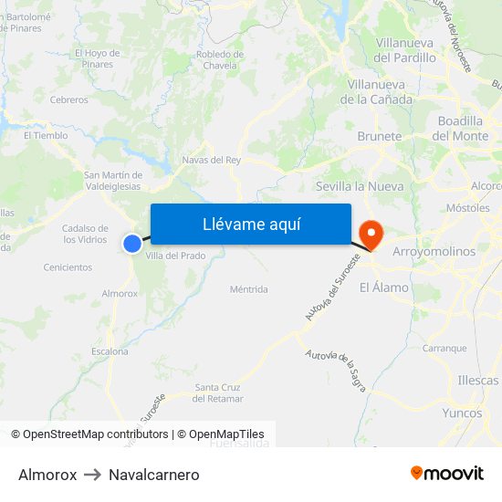 Almorox to Navalcarnero map
