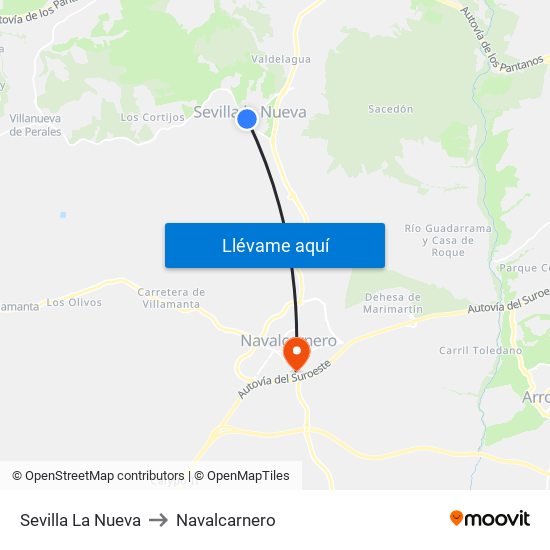 Sevilla La Nueva to Navalcarnero map