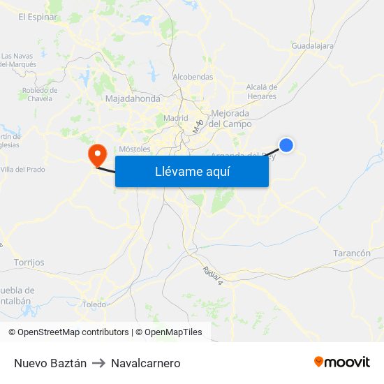 Nuevo Baztán to Navalcarnero map