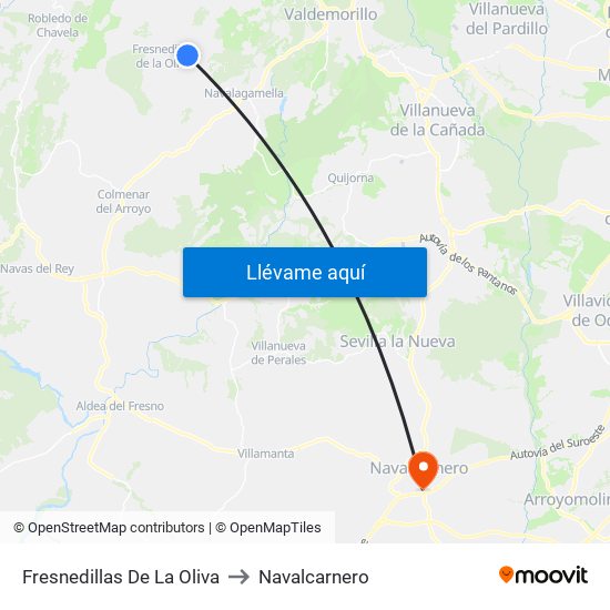 Fresnedillas De La Oliva to Navalcarnero map