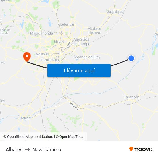 Albares to Navalcarnero map