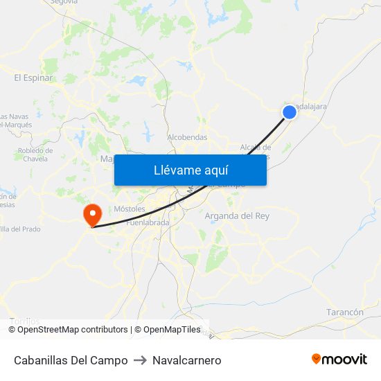 Cabanillas Del Campo to Navalcarnero map