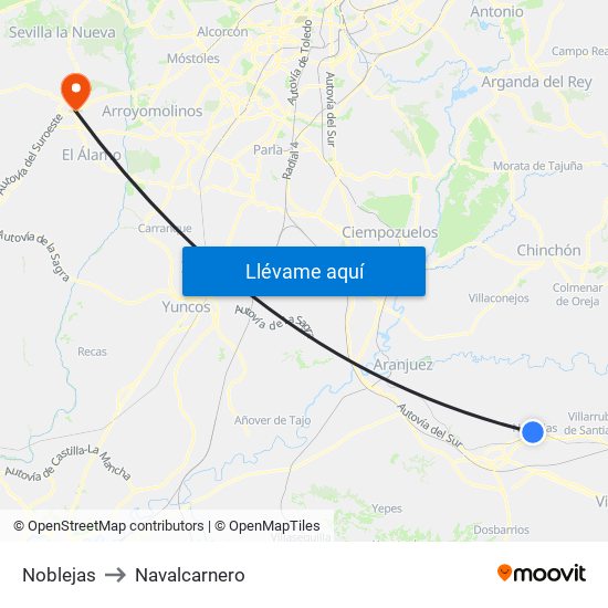 Noblejas to Navalcarnero map