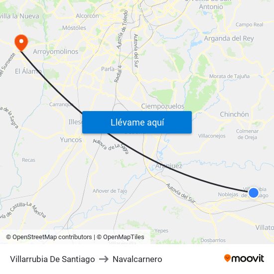 Villarrubia De Santiago to Navalcarnero map
