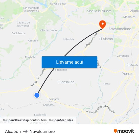Alcabón to Navalcarnero map