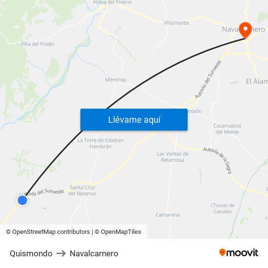 Quismondo to Navalcarnero map