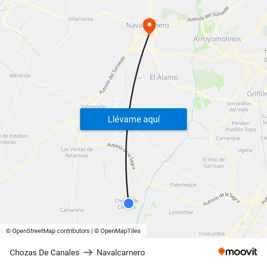 Chozas De Canales to Navalcarnero map