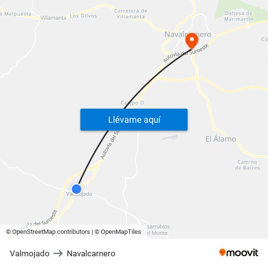 Valmojado to Navalcarnero map