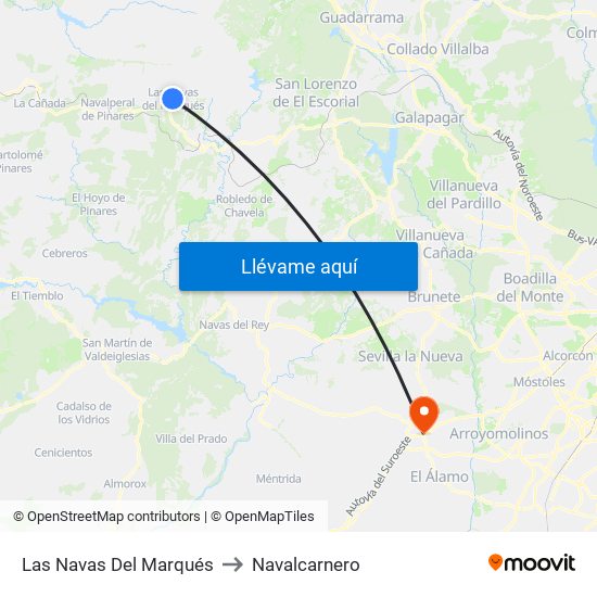 Las Navas Del Marqués to Navalcarnero map