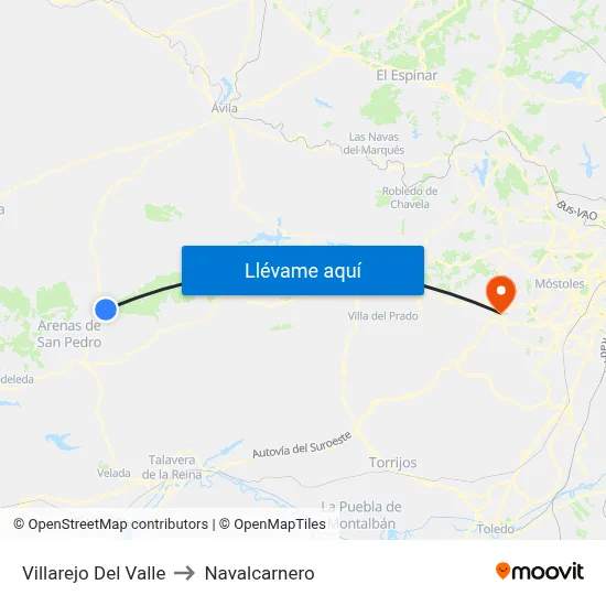 Villarejo Del Valle to Navalcarnero map
