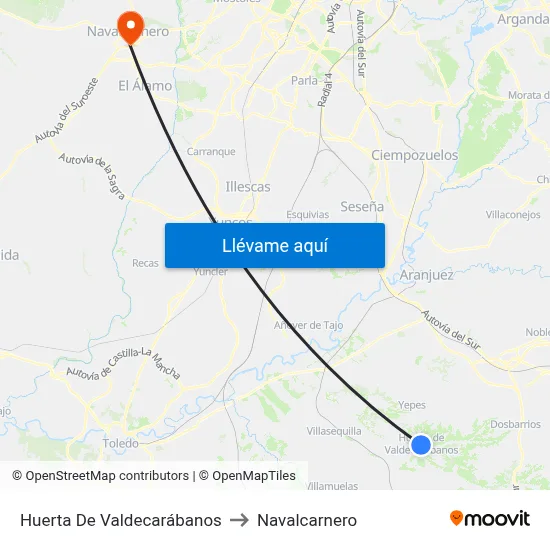 Huerta De Valdecarábanos to Navalcarnero map