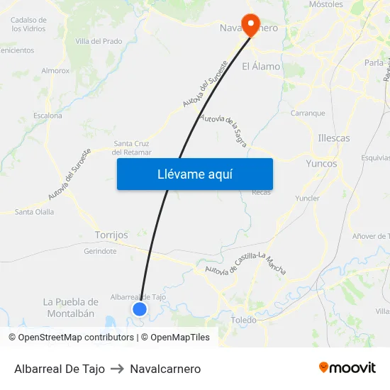 Albarreal De Tajo to Navalcarnero map