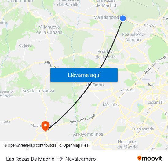 Las Rozas De Madrid to Navalcarnero map