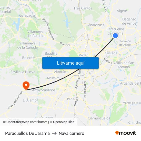 Paracuellos De Jarama to Navalcarnero map