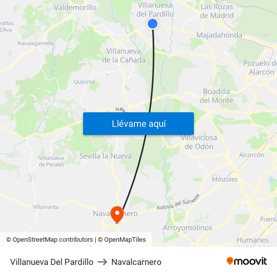 Villanueva Del Pardillo to Navalcarnero map