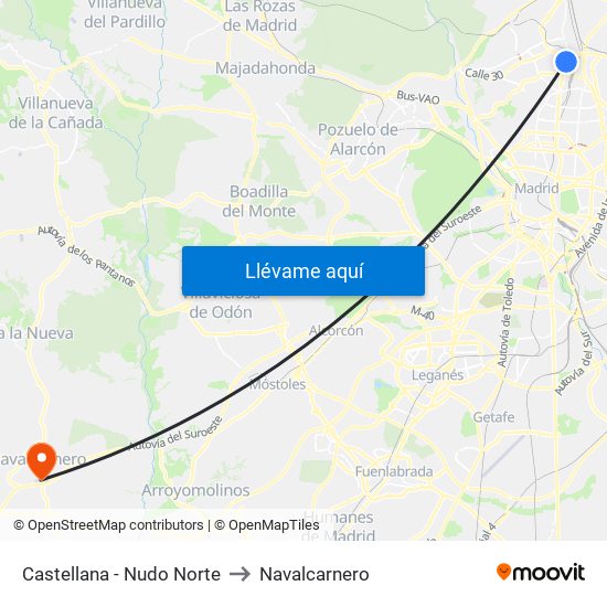 Castellana - Nudo Norte to Navalcarnero map