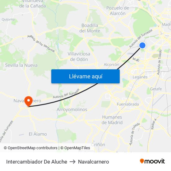 Intercambiador De Aluche to Navalcarnero map