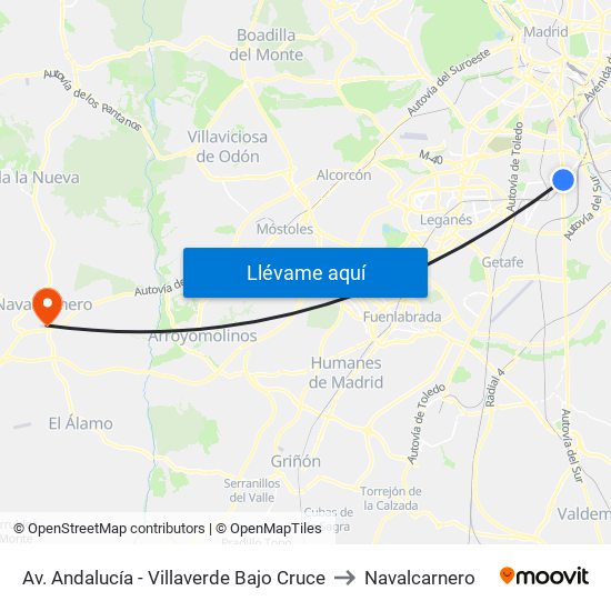 Av. Andalucía - Villaverde Bajo Cruce to Navalcarnero map