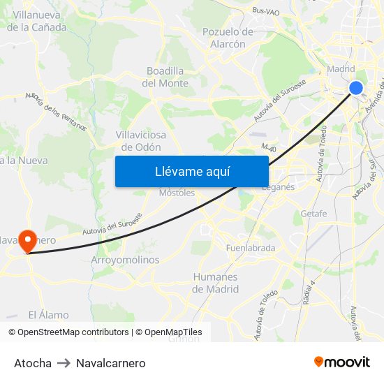 Atocha to Navalcarnero map
