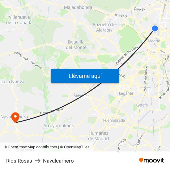 Ríos Rosas to Navalcarnero map