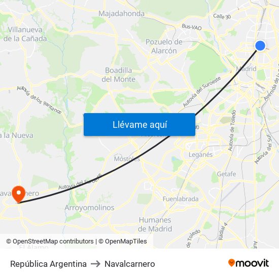 República Argentina to Navalcarnero map