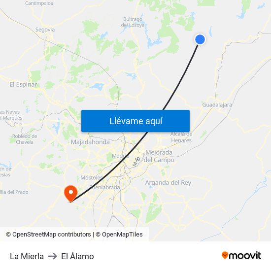 La Mierla to El Álamo map