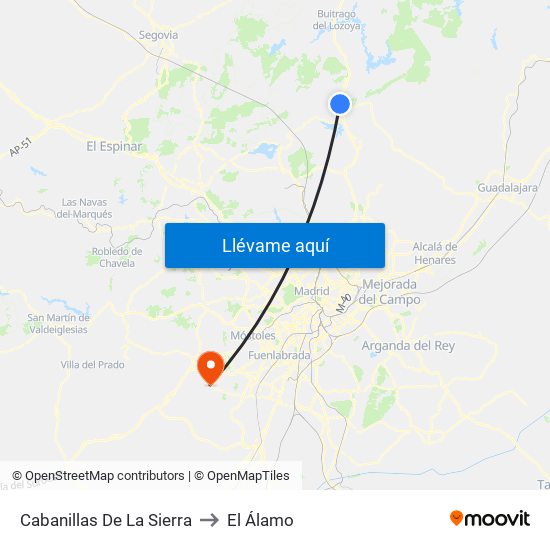 Cabanillas De La Sierra to El Álamo map