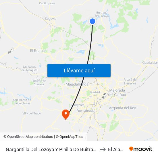 Gargantilla Del Lozoya Y Pinilla De Buitrago to El Álamo map