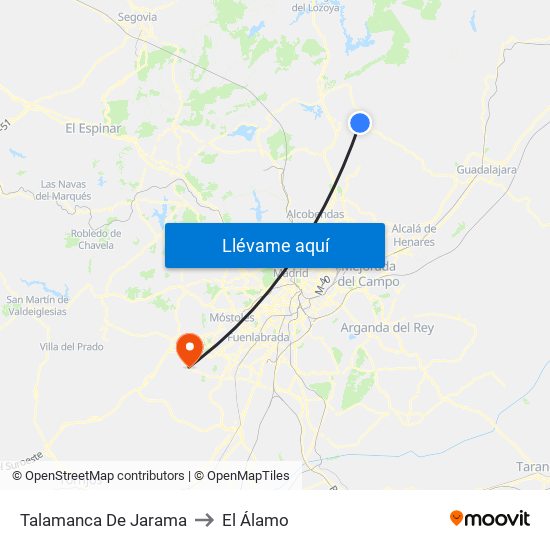 Talamanca De Jarama to El Álamo map