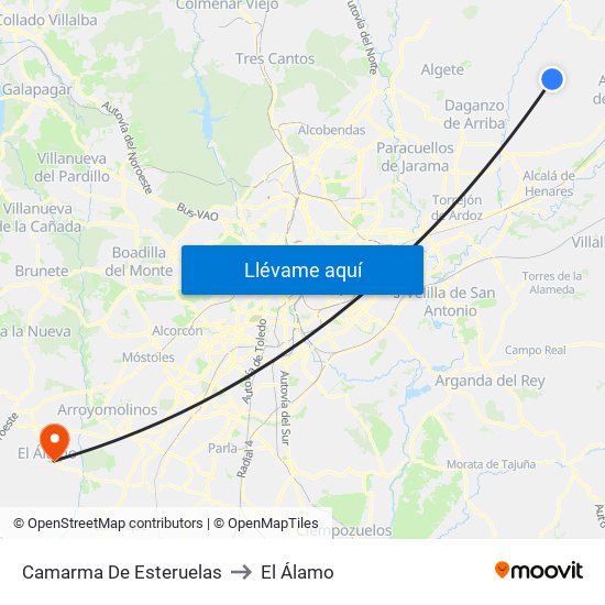 Camarma De Esteruelas to El Álamo map