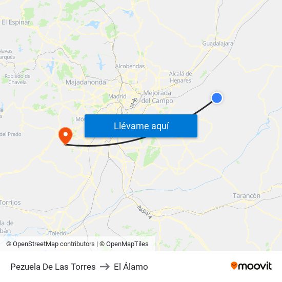Pezuela De Las Torres to El Álamo map