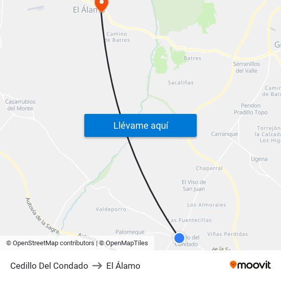 Cedillo Del Condado to El Álamo map