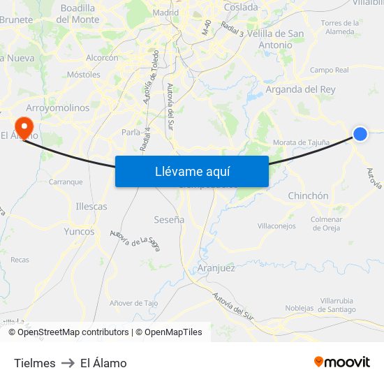 Tielmes to El Álamo map