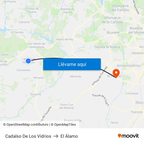 Cadalso De Los Vidrios to El Álamo map
