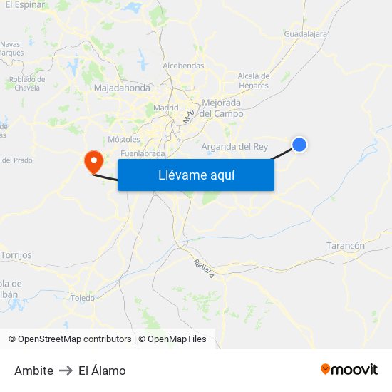 Ambite to El Álamo map