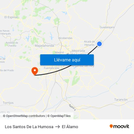Los Santos De La Humosa to El Álamo map