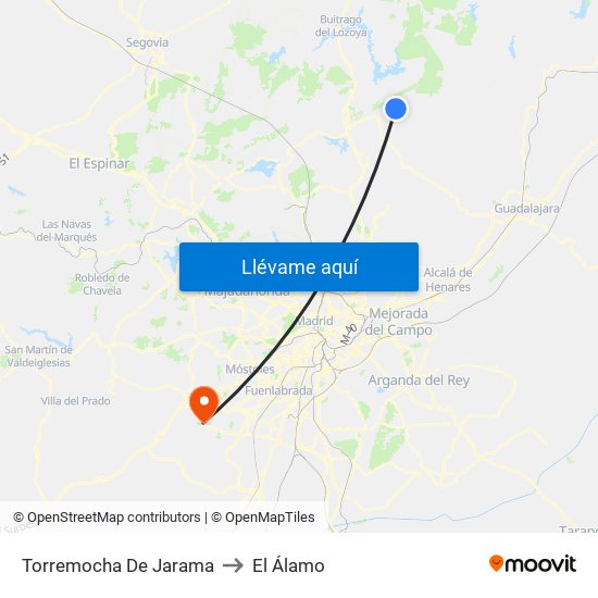 Torremocha De Jarama to El Álamo map