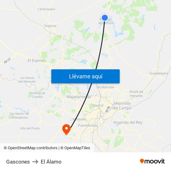 Gascones to El Álamo map