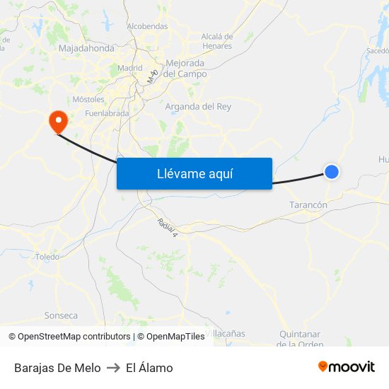 Barajas De Melo to El Álamo map