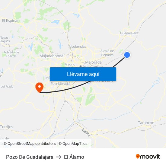 Pozo De Guadalajara to El Álamo map