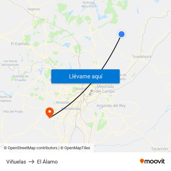 Viñuelas to El Álamo map