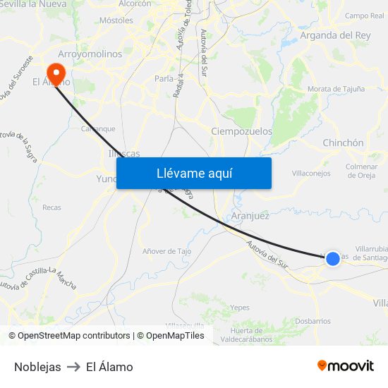Noblejas to El Álamo map